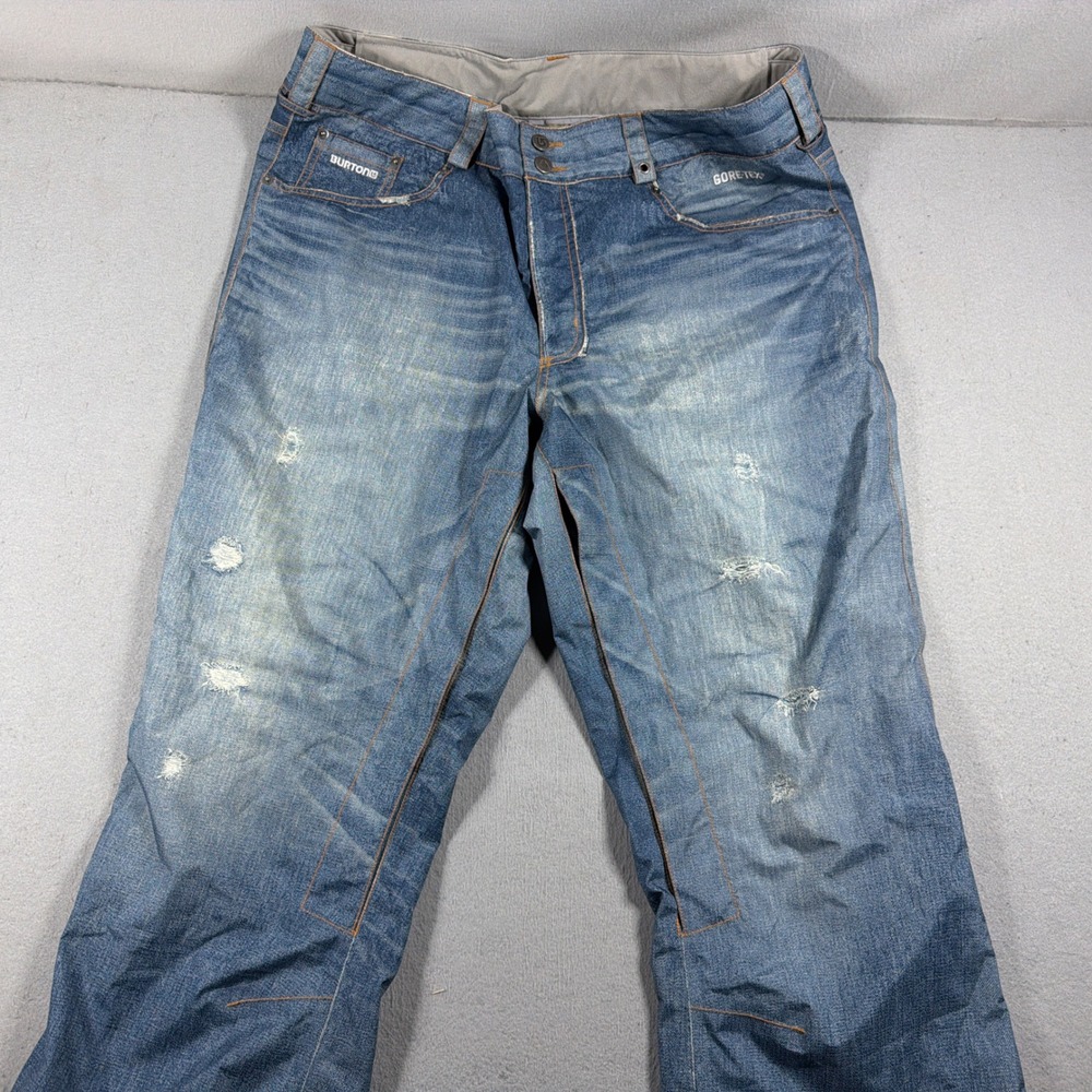 Burton Snowboard Pants Men XL Distressed Denim THE JEANS Snowboard Winter Ski - Picture 2 of 10